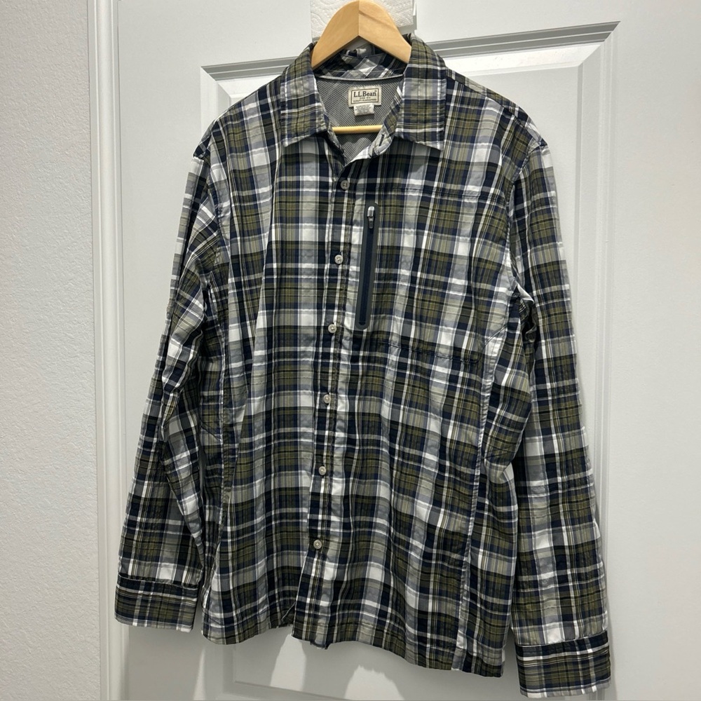L.L.Bean Shirt Mens Large Plaid Long Sleeve Button Front Vented- Item ID 288077